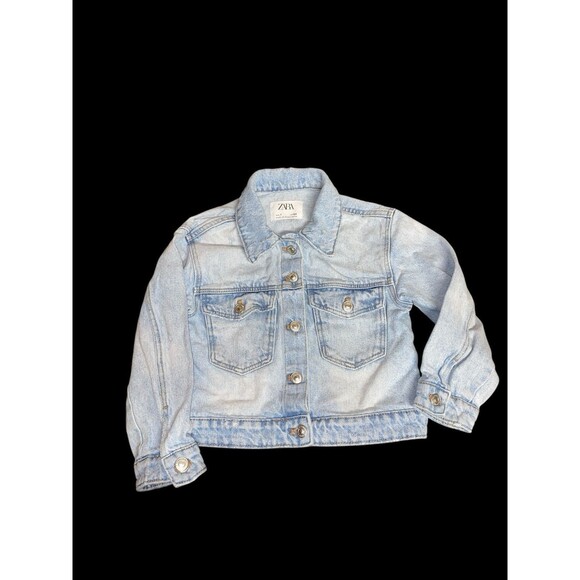 Zara Girls Size 7 Denim Button Front Jean Jacket Light Wash - Picture 1 of 2